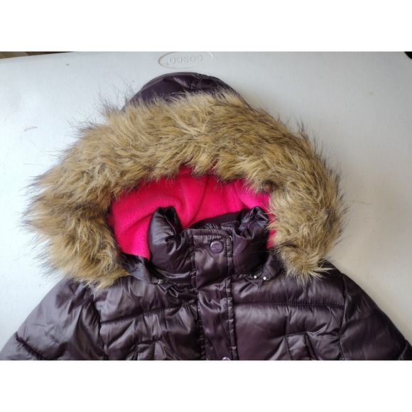 Steve Madden Girls Puffer Coat Kids Winter Jacket with Faux Fur Hood 10/12 - Picture 3 of 5